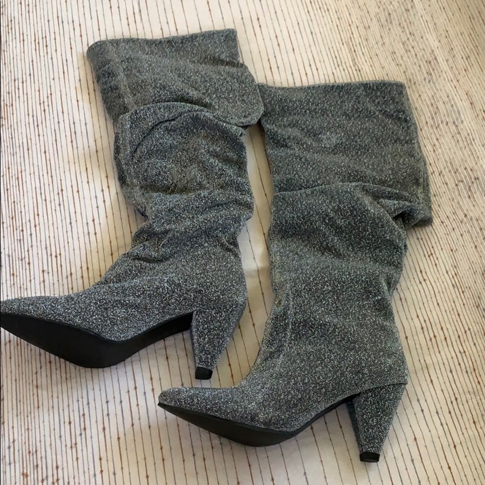 Glitter knee high boots